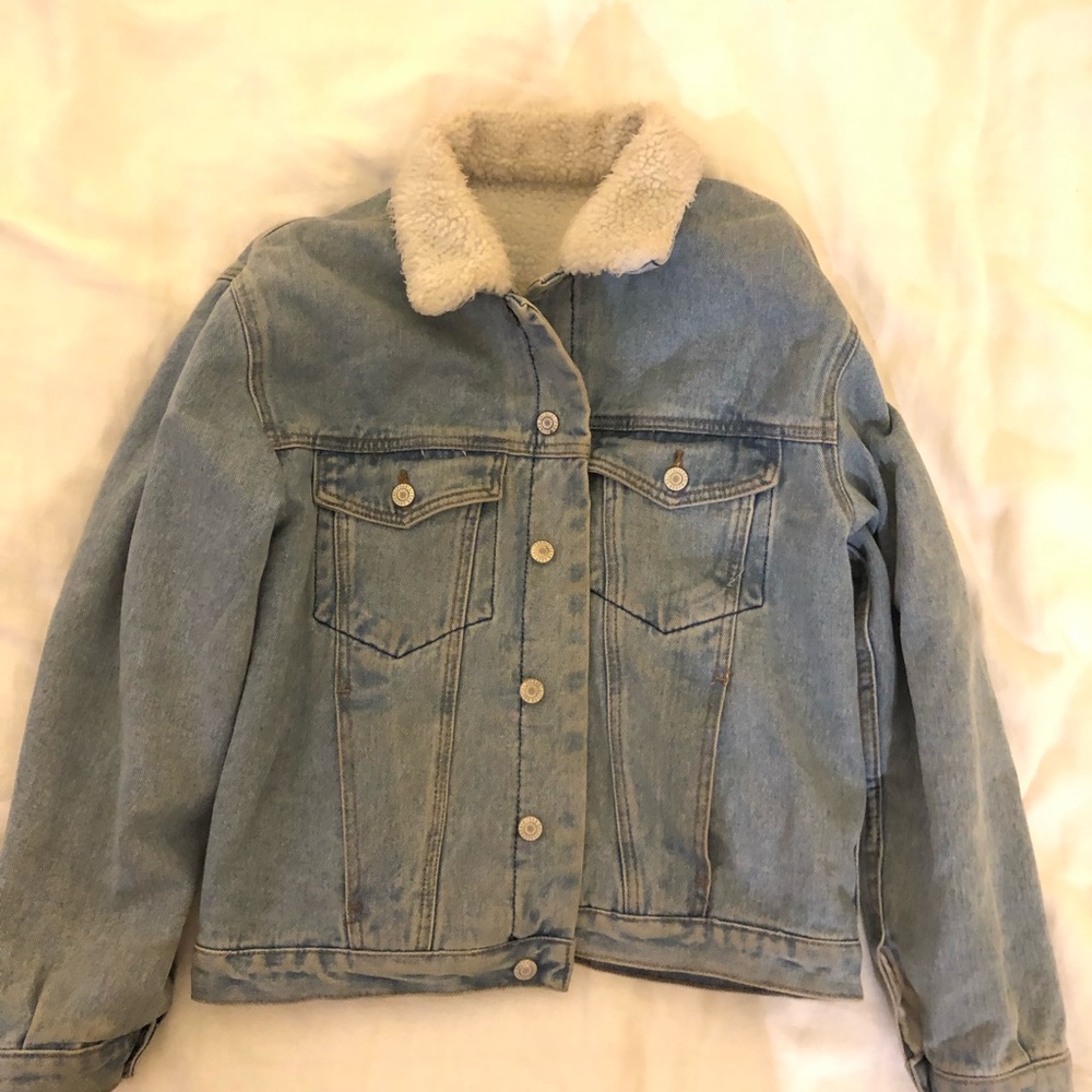 Brandy Melville shearling denim bomber